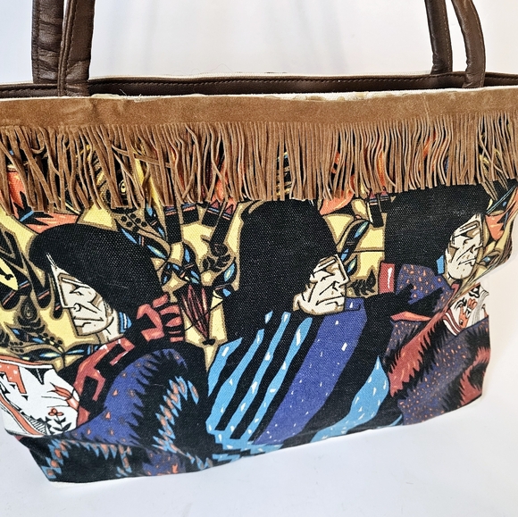 El Paso Saddle Bag Handbag feat: Amado Pena Art on Canvas Southwest Design Bag - Picture 4 of 13